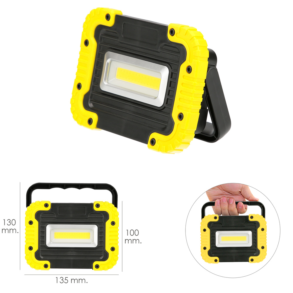 LINTERNA LED RECARGABLE MULTIFUNCIÓN 2.000 MAH. / 10 W./ 500 LÚMENES / 4 IMANES / BATERIA EXTERNA / SOPORTE 180º
