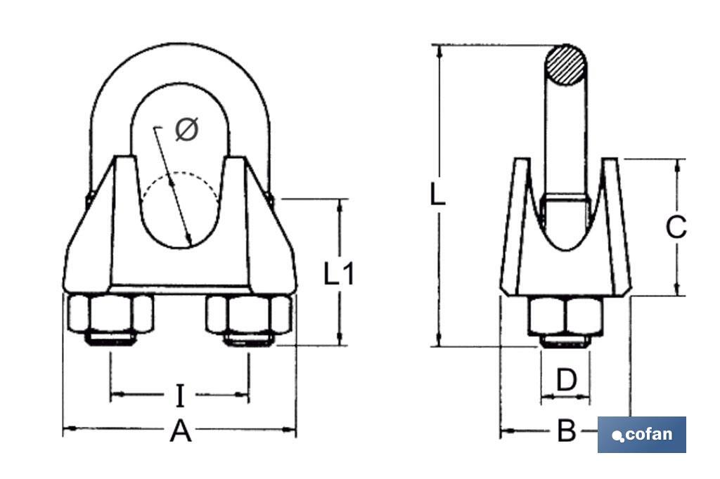 SUJETACABLES DIN-741 INOX A-2 M-3