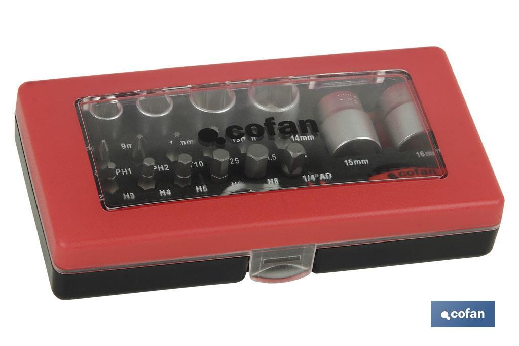 SET MINI CARRACA, VASOS Y PUNTAS 1/4&quot; 23 PCS.