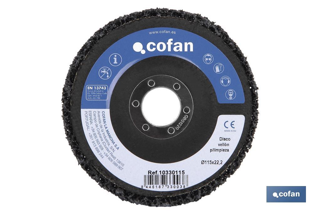 DISCO VELLÓN PARA LIMPIEZA FIBRA-PLANO