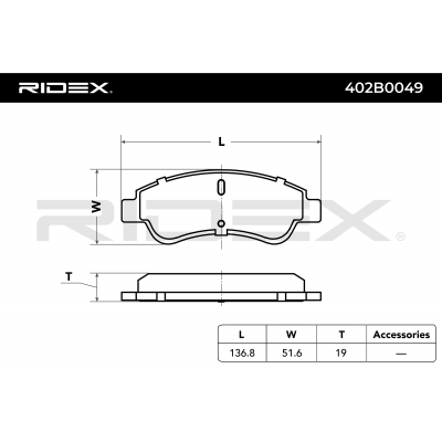 RIDEX JUEGO DE PASTILLAS DE FRENO REF. 402B0049