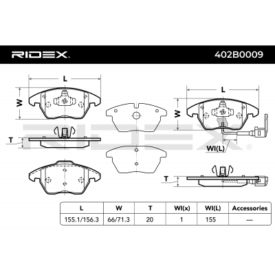 RIDEX JUEGO DE PASTILLAS DE FRENO REF.402B0009