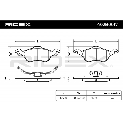 RIDEX JUEGO DE PASTILLAS DE FRENO REF.402B0017