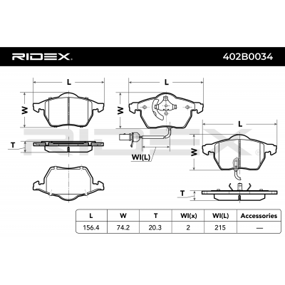 RIDEX JUEGO DE PASTILLAS DE FRENO REF.402B0034