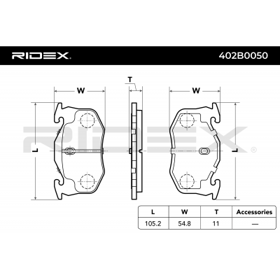 RIDEX JUEGO DE PASTILLAS DE FRENO REF.402B0050