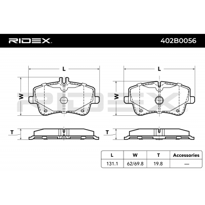 RIDEX JUEGO DE PASTILLAS DE FRENO REF.402B0056