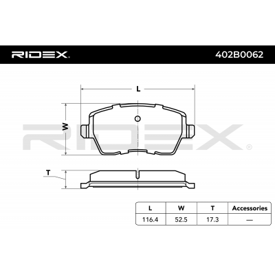 RIDEX JUEGO DE PASTILLAS DE FRENO REF.402B0062