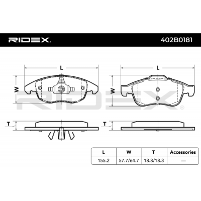 RIDEX JUEGO DE PASTILLAS DE FRENO REF.402B0181