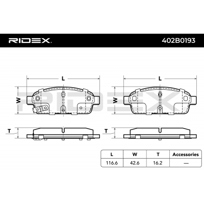 RIDEX JUEGO DE PASTILLAS DE FRENO REF.402B0193