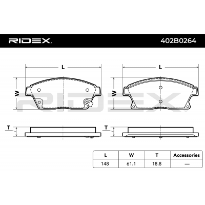 RIDEX JUEGO DE PASTILLAS DE FRENO REF.402B0264