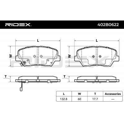 RIDEX JUEGO DE PASTILLAS DE FRENO REF.402B0622