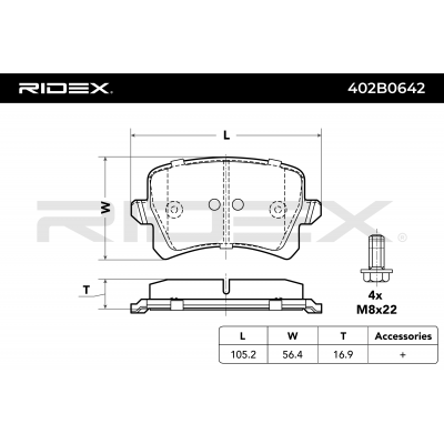 RIDEX JUEGO DE PASTILLAS DE FRENO REF.402B0642