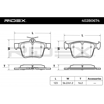 RIDEX JUEGO DE PASTILLAS DE FRENO REF.402B0674