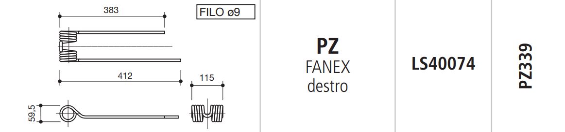 MUELLE RASTRILLO PZ FANEX DERECHO LS40074