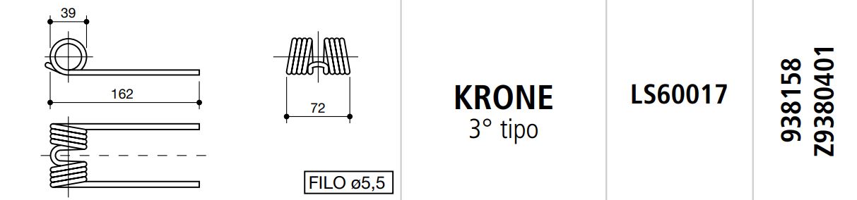 MUELLE ROTOEMPACADORA KRONE 3º TIPO LS60017