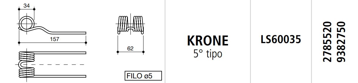 MUELLE ROTOEMPACADORA KRONE 5º TIPO LS60035