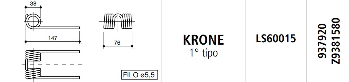 MUELLE ROTOEMPACADORA KRONE 1º TIPO LS60015