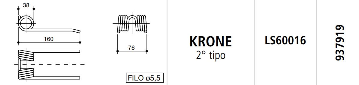 MUELLE ROTOEMPACADORA KRONE 2º TIPO LS60016