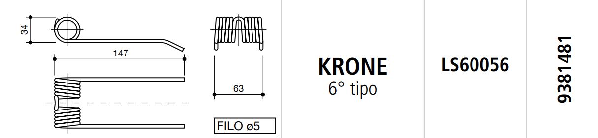 MUELLE ROTOEMPACADORA KRONE 6º TIPO LS60056