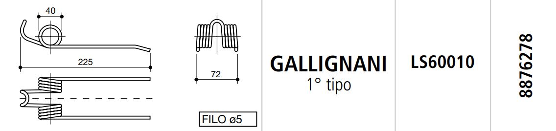 MUELLES ROTOEMPACADORA GALLIGNANI 1º TIPO LS60010