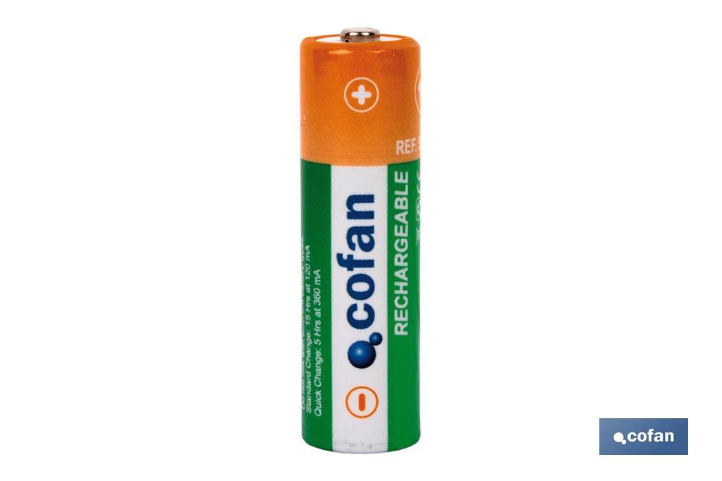 Blíster de 4 Pilas recargables modelo AA Ni-MH en 1,2v.