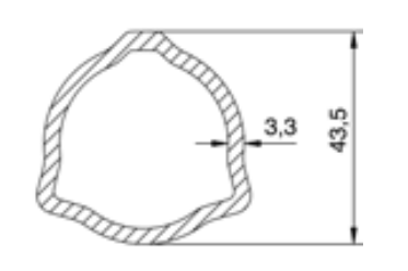 TUBO TRANSMISION TRIANGULAR 43.5x1000x3.3 mm