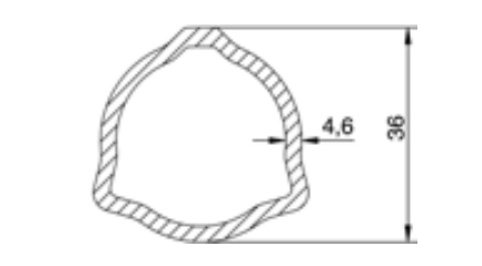 TUBO TRANSMISION TRIANGULAR 36x4.6x1000 mm