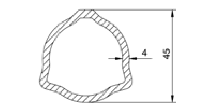 TUBO TRANSMISION TRIANGULAR 45x4x1000 mm