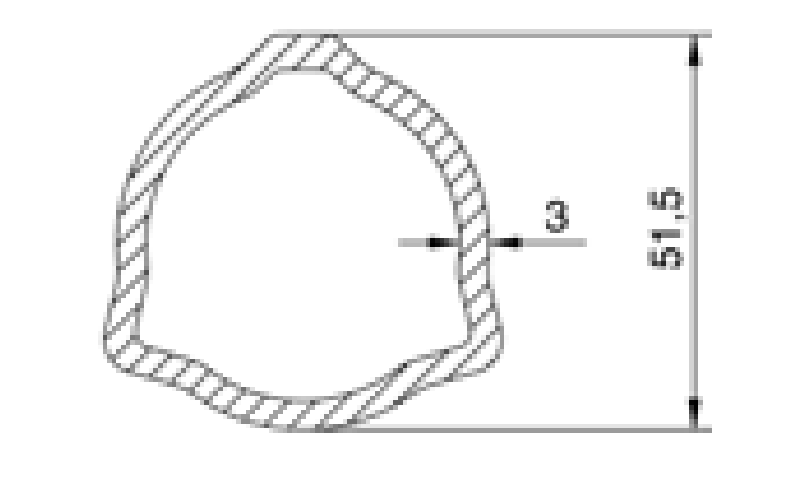 TUBO TRANSMISION TRIANGULAR 51.5x3x1000 mm