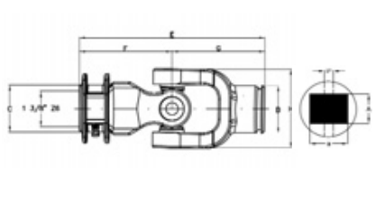 NUDO TRANSMISION 1 3/8&quot; Z.6 PARA PERFIL INTERNO TUBO CUADRADO 25mm REF. 25.1-26