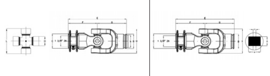 NUDO TRANSMISION ESTRIADO 1 3/8&quot; Z6 PARA TUBO EXTERNO CUADRADO 45mm