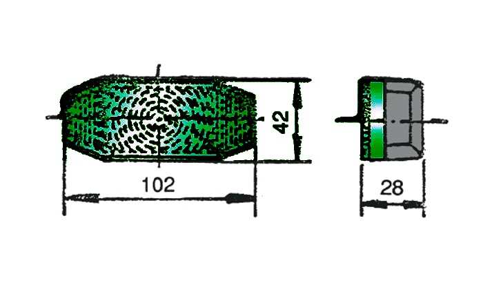 PILOTO VERDE 12/24V HOMOLOGADO 102x42mm RINDER 799.00