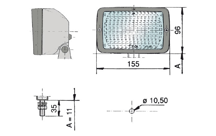 FARO DE TRABAJO 12V 55W H3