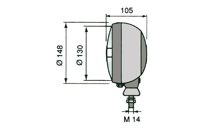 FARO TRACTOR  12V 45/40W - 24V 55/50W CON LUZ POSICIÓN HORIZONTAL DERECHO