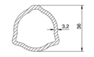 TUBO TRANSMISION TRIANGULAR 36x3.2x1000mm