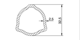 TUBO TRANSMISION TRIANGULAR 32.5x2.5x1000 mm