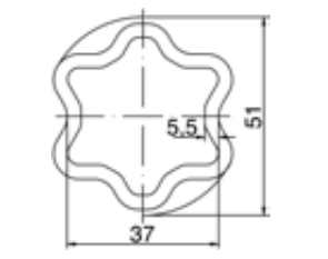 TUBO TRANSMISION ESTRELLA REFORZADO 51x5.5x3000 mm