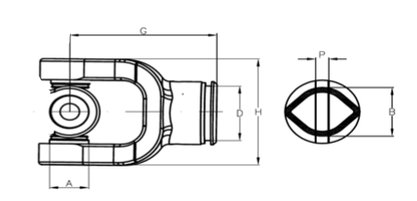 Horquilla para tubo limón La Magdalena 48x1 mm, cruceta 27x74.5 mm
