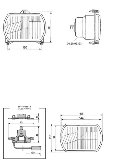 FARO OPTICA DELANTERA - 144 X 91 MM