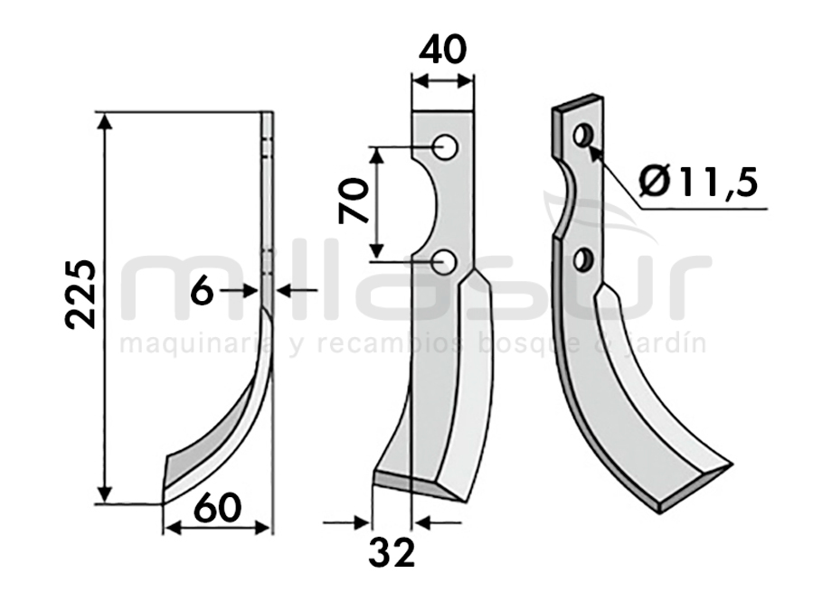 CUCHILLA FRESA MOTOAZADA ANOVA MC1000, MC1001, MC700 IZQUIERDA