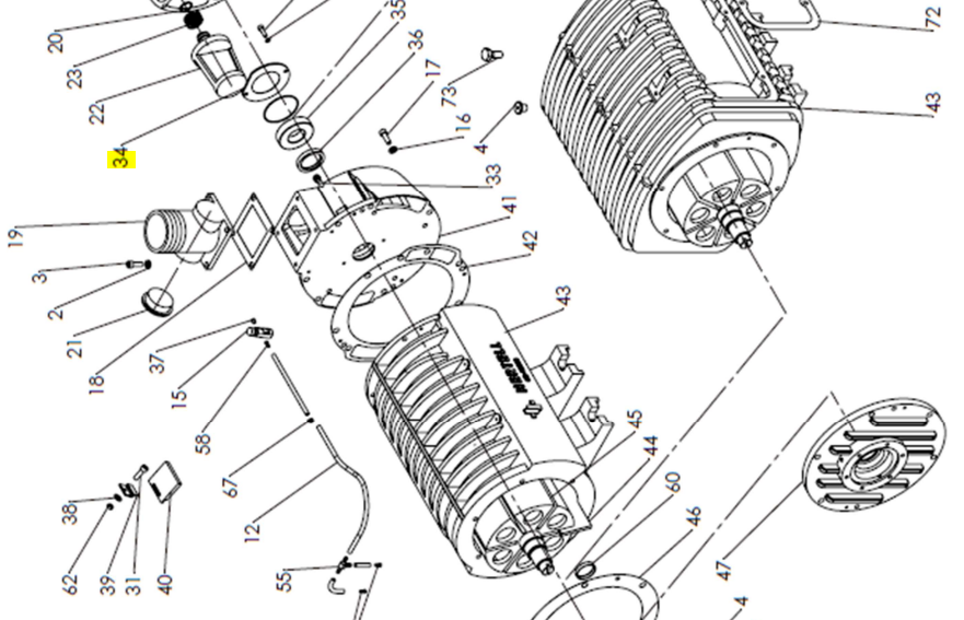 Tapa rodamiento depresor HERTELL KD-6500 a KD14000 (N.34)