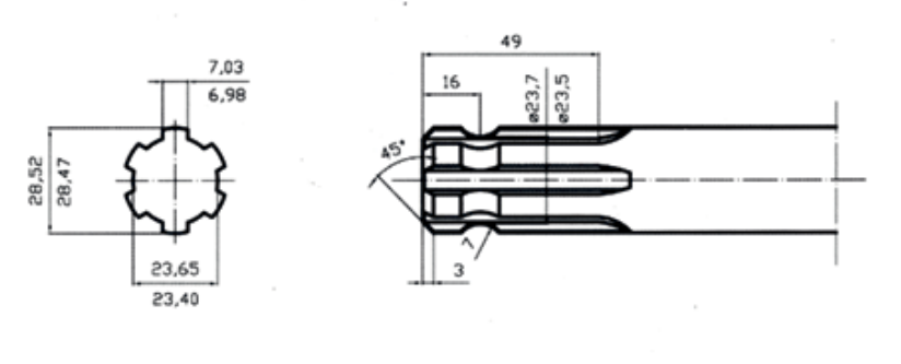 ADAPTADOR TOMA DE FUERZA 1-3/8&quot; Z.6 (HEMBRA) A 1-1/8&quot; Z.6 (MACHO)