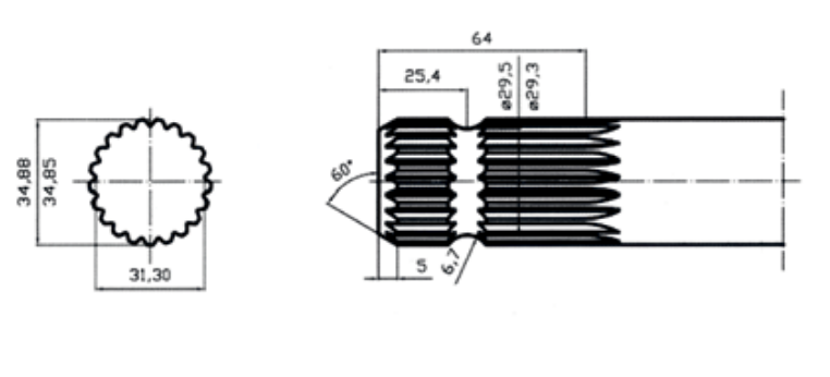 ADAPTADOR TOMA DE FUERZA 1-3/8&quot; Z.6 (HEMBRA) A 1-3/8&quot; Z.21 (MACHO)