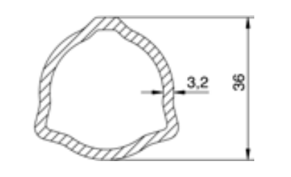 TUBO TRANSMISION TRIANGULAR 36x3.2x3000 mm