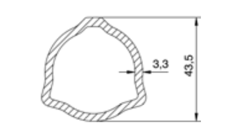 TUBO TRANSMISION TRIANGULAR 43.5x3.3x3000 mm