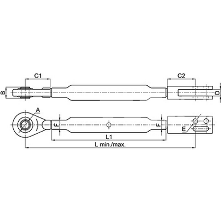 CONJUNTO CAJA DE NIVELACIÓN L 540/715 MM - Ø 19 MM Adaptable a John Deere Serie 20/30/35/40/50