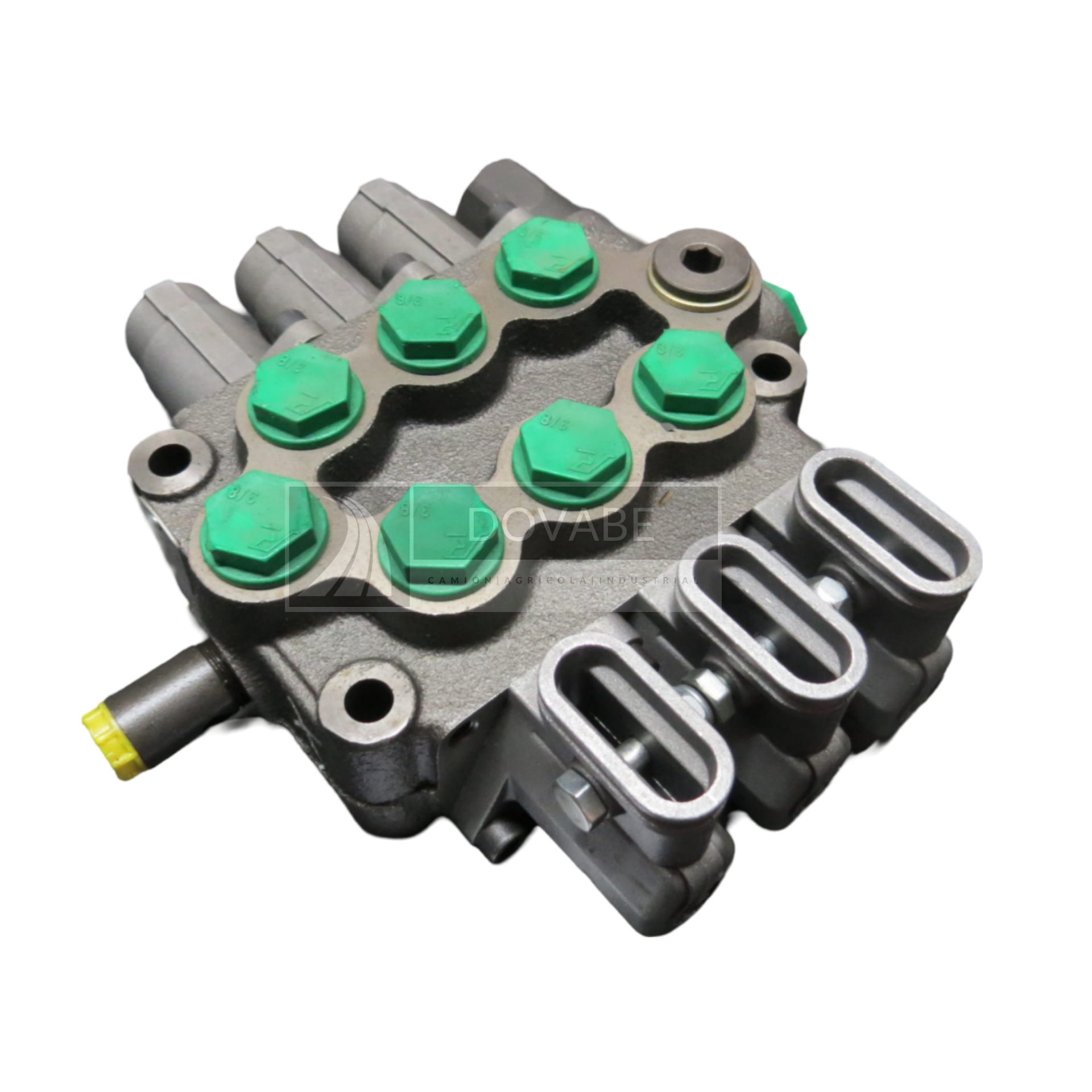 Distribuidor Monobloque 3 palancas 3/8 G Centro cerrado Roquet 102C8HA1XXD-M25