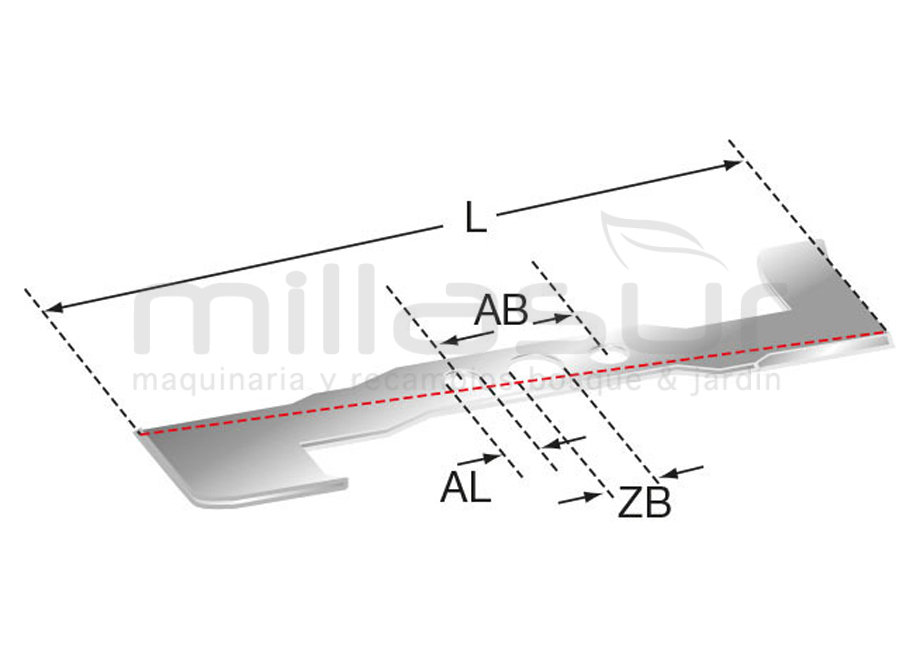 CUCHILLA CORTACÉSPED 535 MM ADAPTABLE A HUSQVARNA 5521 CHV, R52, R53, R152, R153, LC153