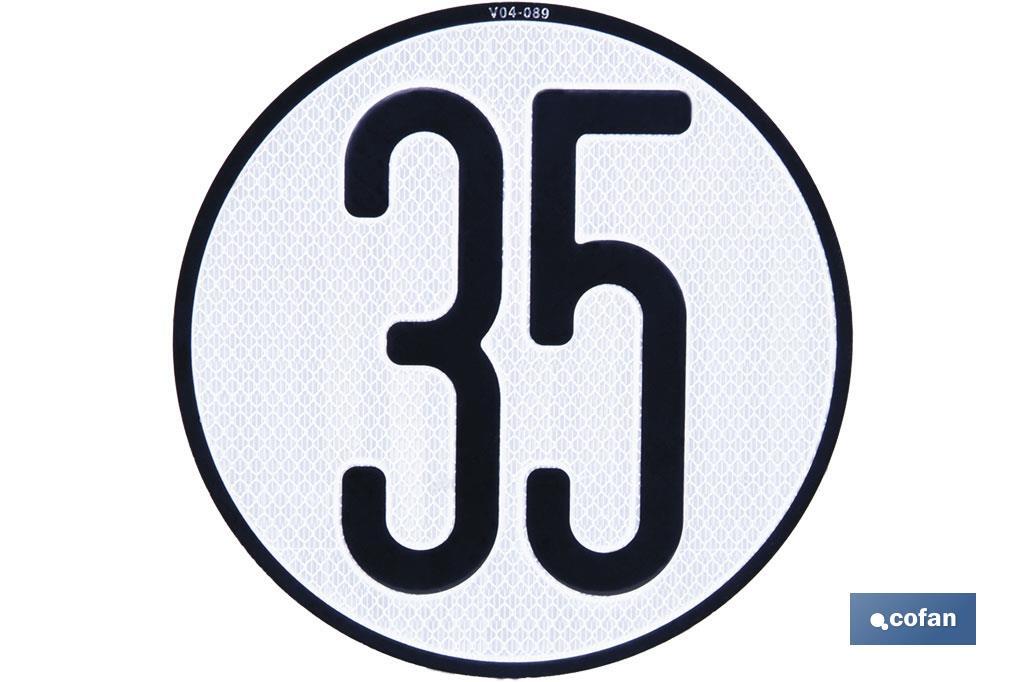 PLACA DE VELOCIDAD HOMOLOGADA 35 KM/H