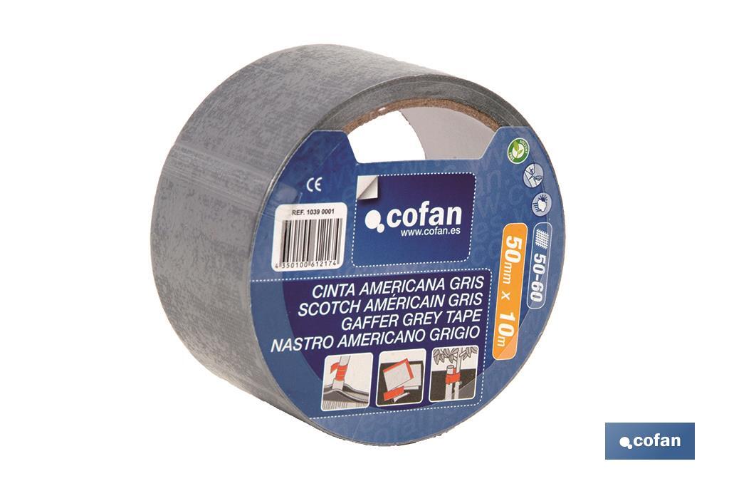 CINTA AMERICANA GRIS 180 Micras 50mm X 10 Mts